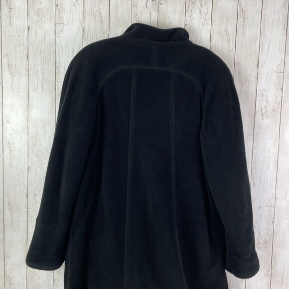 Vintage LL Bean Women’s M Wool Blend Long Trench Coat Black Made In USA - Picture 8 of 11